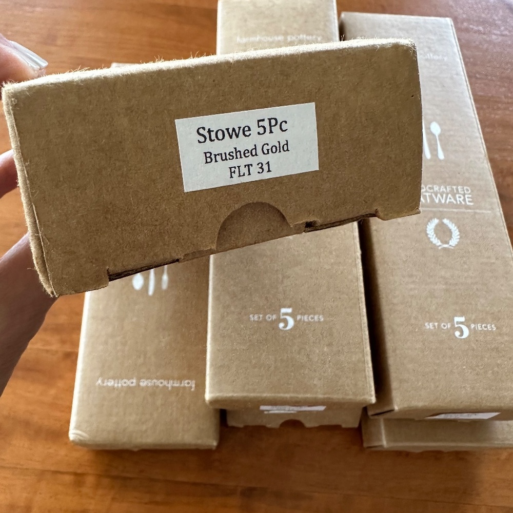 NEW Brushed Gold Flatware "Farmhouse Pottery" brand (six sets of Stowe 5 piece) - Picture 10 of 12